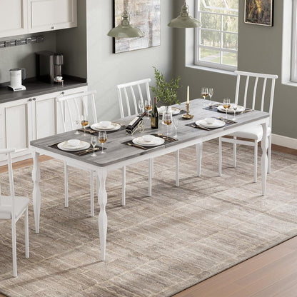 IDEALHOUSE 78 Inch Farmhouse Dining Table for 6-8 People, Rectangular Wood Kitchen Table with Heavy Duty Legs, Kitchen Dining Room Table for Dining Room Kitchen, Wash Grey