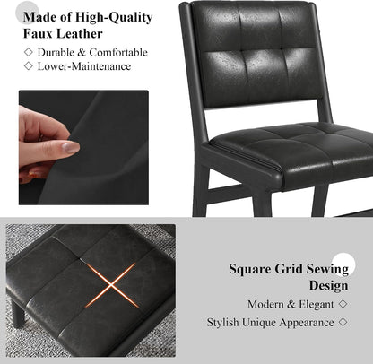 civama Faux Leather Dining Chairs Set of 6, Dining Room Armless Kitchen Chairs with Comfy Back, Solid Wood Frame & Upholstered Cushion for Living Room, Cafe and Restaurant, Black