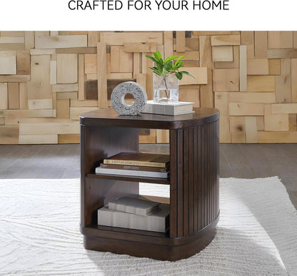 Signature Design by Ashley Korestone Contemporary End Table with Storage and Adjustable Shelf, Dark Brown