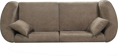 87" Curved Contemporary Sofa in Brown: Plush Seating, Streamlined Design, and Durable Frame – Ideal for Stylish Living Spaces (Brown#40)