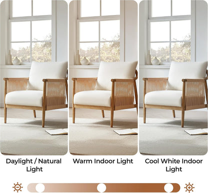 CHITA Braid Accent Chair Set of 2, Wood Frame and Paper-Cord Armrest, Cream | Boho Reading Armchair, FSC Certified Solid Wood Living Room Chair, Bedroom, 33.1"Dx26.4"Wx35.4"H, 300 Lb Capacity