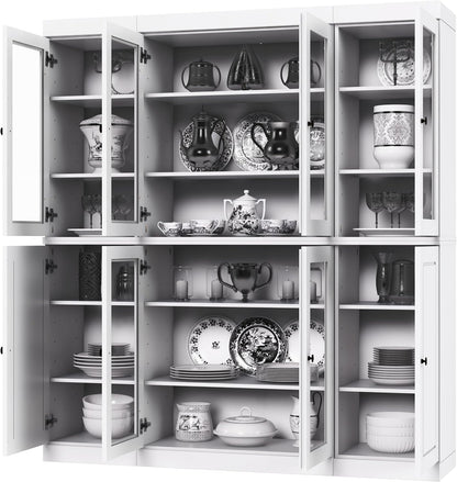 Palace Imports 100% Solid Wood Kitchen Pantry, White, 65" w x 71.5" h x 15.5" d, Renewable Eco-Friendly Wood, Made in Brazil