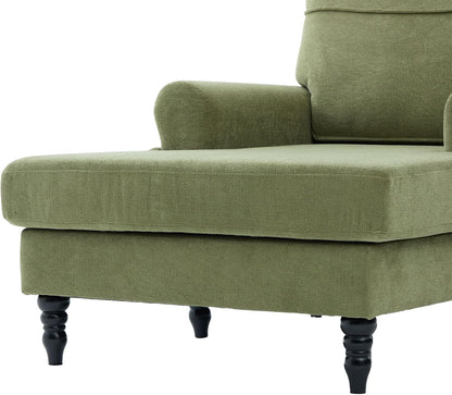 Eafurn 38" Modern Chaise Lounge Recliner Daybed Indoor, Comfy Chenille Upholstered Single Sofa Bed with Wodden Legs and Side Pockets, Deep Seat Sleeper Armchairs Couch for Living Room