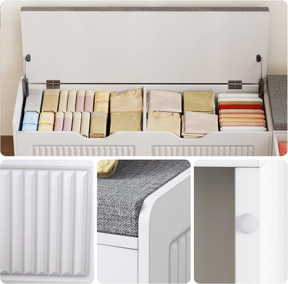 L Shaped Corner Shoe Storage Bench with Cushion, Kitchen Breakfast Nook Bench with Lift Top Hidden Storage, Wood Flip-Top Shoe Benches for Entryway Dining Room, Kitchen, Bedroom