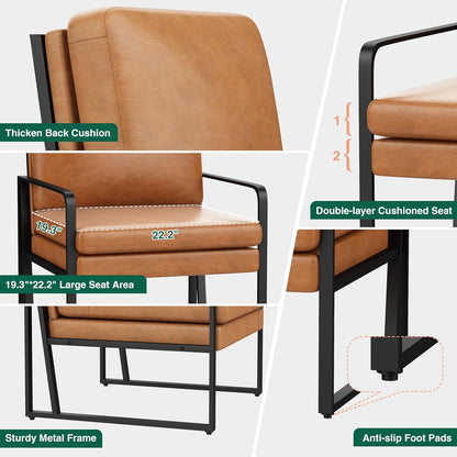 ALISH Accent Chairs, Upholstered Armchair Modern Living Room Chairs Linen Arm Chair Side Sofa Chairs Reading Chairs with Metal Legs for Bedroom, Living Room Brown