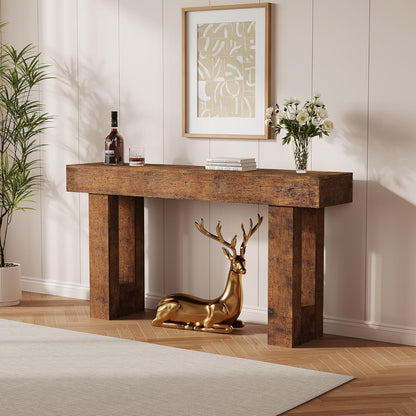 63 Inches Long Console Table, Wooden Entry Table for Entryway, Rustic Sofa Tables Behind Couch, Foyer Hallway Tables for Living Room, Entrance, Foyer