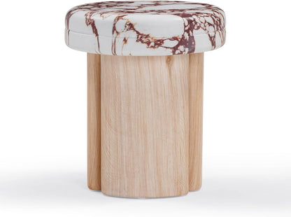 Tov Furniture Sheila Wood and Breccia Capraia Textured Concrete Side Table