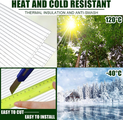 Tatuo 36 Pack 4' X 2' X 0.16'' Polycarbonate Greenhouse Panels Polycarbonate Sheets Twin-Wall Roof Panels Waterproof UV Protected Clear Corrugated Plastic Roofing for Greenhouse Replacement