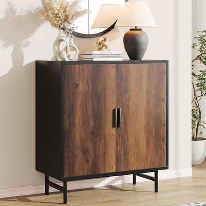 Sideboard Buffet Cabinet with Storage, Kitchen Storage Cabinet with Adjustable Shelf, 2-Door Console Table Accent Cabinet for Living Dining Room, Entryway, Hallway, Credenza, Coffee Liquor Bar, Rustic