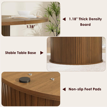 Garvee 47 Inch Round Dining Table for 4, Kitchen Table Dinner Table with 2-Layer Storage Shelf and Wood Slide Door for Home Dining Room Living Room