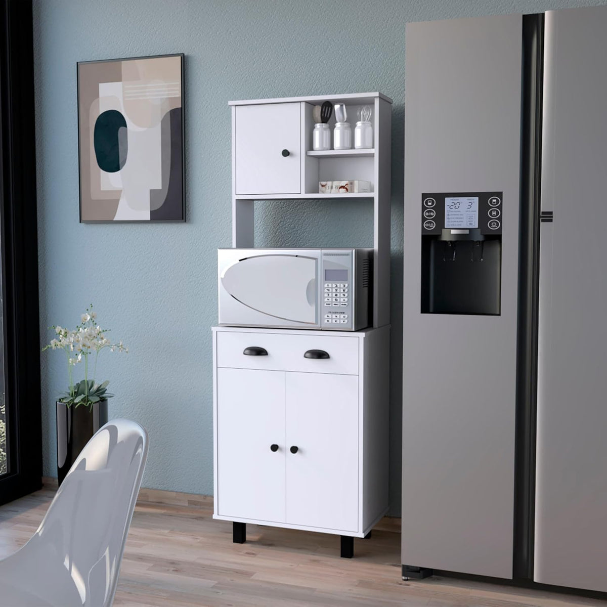 Emily White 1-Drawer Kitchen Pantry