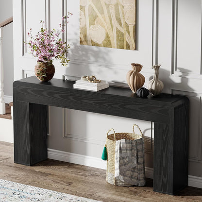 Tribesigns 70.9-Inch Extra Long Console Table | Rustic Wooden Sofa Table Behind Couch, Farmhouse Entryway Console for Living Room, Entryway, Hallway, Foyer (Black)