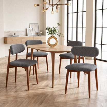 Solid Wood Dining Chairs Set of 2, Mid‑Century Modern Square Seat Cushion Chairs with Extra‑Thick 1.6" Legs and Curved Back, Heavy‑Duty Kitchen & Dining Room Chairs, Dark Grey