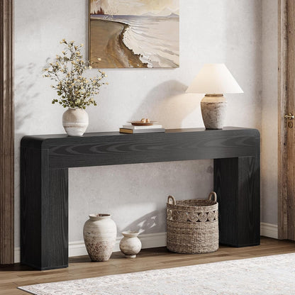 Tribesigns 70.9-Inch Extra Long Console Table | Rustic Wooden Sofa Table Behind Couch, Farmhouse Entryway Console for Living Room, Entryway, Hallway, Foyer (Black)