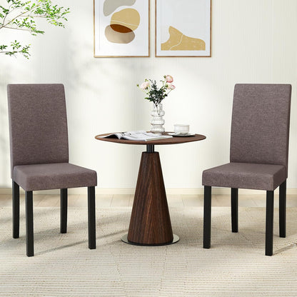 GOFLAME Upholstered Dining Chairs Set of 4, Fabric Kitchen Chairs with Padded Seat, Tilt Backrest, Rubber Wood Legs, Armless Side Chairs for Dining Room, Living Room, Restaurant, Brown