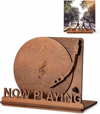 BS-VOG Now Playing Vinyl Record Stand, Tabletop Holder, Gift for LP Lover | Displays Current Album, Real Vinyl-Like Groove Feel, Easy to Assembly, Now Spinning Vinyl Stand Storage for Albums Magazine