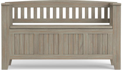 SIMPLIHOME Acadian Solid Wood 48 inch Wide Storage Bench that Seats 2 and 36 inch Wide Storage Cabinet in Distressed Grey for the Living Room, Entryway, and Family Room, Transitional Style