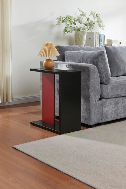 Kings Brand Furniture Hayward Side Table for Couch, Snack and Laptop Modern Accent Table, Black/Red