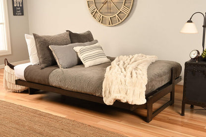 Kodiak Furniture Aspen Futon Set with Reclaim Mocha Finish, Suede Black