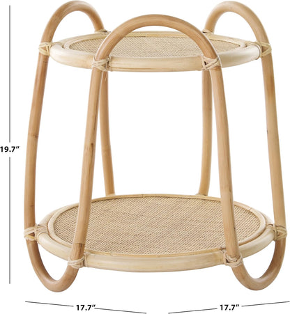 SAFAVIEH Home Collection Althea Boho Tropical Natural Rattan 2-Tier Accent Table (Fully Assembled)