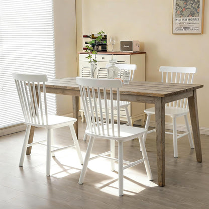 ClinQ Windsor Dining Chair Set of 4, Spindle Back Wooden Chairs for Kitchen and Dining Room, Farmhouse Country Wooden Dining Chairs for Dining Living Room, Farmhouse, Restaurant, White