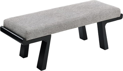47" Upholstered Entryway Bench with Solid Wood Frame – Mid Century Modern End of Bed Bench, Dining Bench for Kitchen & Living Room, Grey