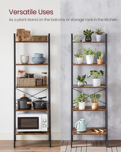 VASAGLE Ladder Shelf, Bookcase Book Shelf, Storage Shelves, 5-Tier, 22In