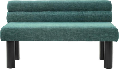 51'' Small Dining Bench with Back, Upholstered Armless Kitchen Banquette Seating, Minimalist Comfy Mini Loveseat Sofa, Modern Entryway Bench with Wood Leg for Dining Living Room Apartment (Green)