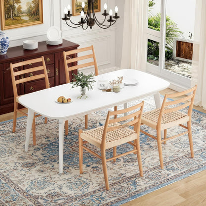 STARY Dining Chairs Set of 4, Woven Rope Seat with Sturdy Metal Frame, Mid Century Modern Dining Room Chairs for Kitchen, Living Room, Restaurant