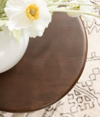 Kate and Laurel Seebeck Modern Wooden Round Side Table; 14 x 14 x 20; Dark Brown; Transitional Wood End Table for Use as Bedroom Nightstand or Living Room Accent Table