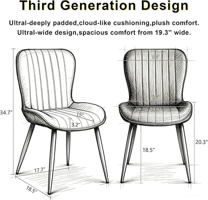 Dining Chairs Set of 2,Pink Leather Dining Chair Upholstered,Kitchen Chair,Modern Dining Room Chairs with Black Metal Legs Frame for Restaurant,Dining Room,Cafe