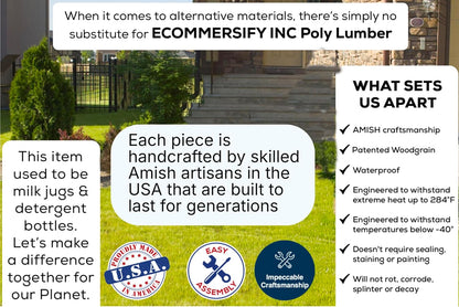 Amish Craftsmanship Made in USA 2FT Heavy Duty Poly Lumber Wood Porch Glider Premium Colors HDPE with No wood fibers Lancaster Series Rollback design 500 lbs Limit With Cupholders Solid-Green