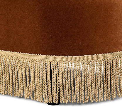 Jennifer Taylor Home 48.5" Oval Tufted Bullion Fringe Storage Bench, Burnt Orange Performance Velvet