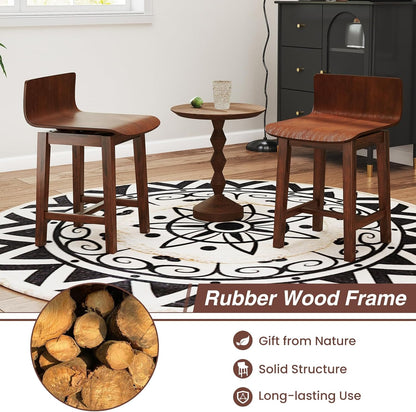 GOFLAME Swivel Dining Chairs Set of 4, Farmhouse Kitchen Chairs with Low Backrest and Curved Seat, Accent Side Chairs with Solid Rubber Wood Frame for Dining Room, Restaurant, Walnut