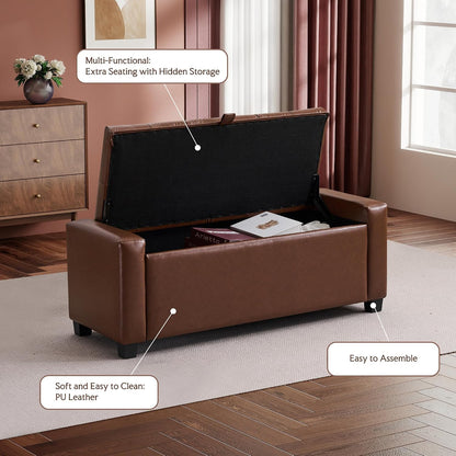 GRAINELL 42.13” Storage Ottoman Bench, Upholstered Tufted Bedroom Bench with Storage, End of Bed Storage Bench for Living Room & Entryway, 350 lb Capacity