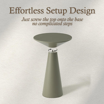 COZAYH Small Pedestal End Table Round Farmhouse Martini Table Wood Plant Stand Rustic Drink Table for Small Space Living Room, Sage Green
