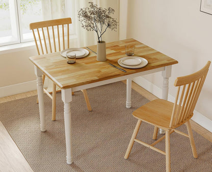 chairus 43" Wood Dining Table for 2-4, Rectangular Kitchen Table with Turned Leg, Modern Farmhouse Dining Room Table for Small Space Apartment Office Living Room Restaurant, Natural Tabletop