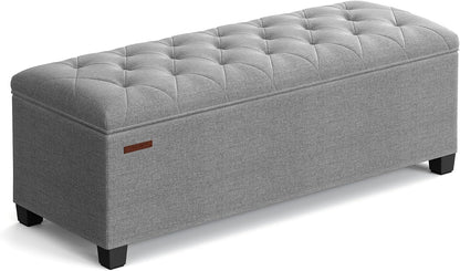 SONGMICS Storage Ottoman Bench, Foot Rest with Legs, Load up to 661.4 lb | End of Bed Bench, Storage Chest, 43.3 x 15.8 x 15.8 Inches, Dove Gray and Ink Black, MELISA Collection ULSF088G02