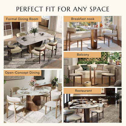 POVISON Modern Dining Chairs Set of 2, Armless PU Leather Dining Chair with PU Cushions and Dark Bronze-Coloured Metal Leg