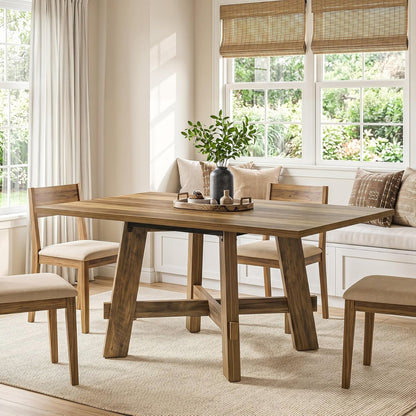 Tribesigns 47-Inch Dining Table for 4, Farmhouse Kitchen Table with Sturdy Legs and Cross Brace, Small Dinner Tables for Living Room, Apartment, Dining Room, Brown