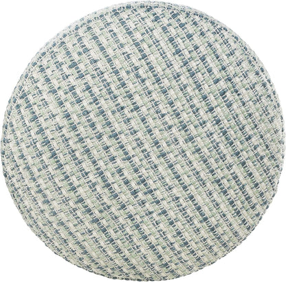 LR Home Interwoven Coastal Delight Indoor Outdoor Pouf, Blue/Green/White, 20" x 20" x 20"