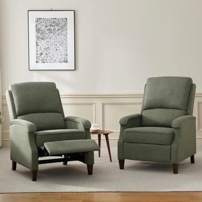 VKNOW Recliner Chair, Fabric Recliner with Soft Armrest, Home Theater Seating with Adjustable Push Back and Lumbar Support, Single Sofa for Adults, Lounge Chair for Living Room, Bedroom（Green）