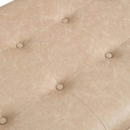 Merax 48.4" Rectangle Tufted Upholstered Cocktail Ottoman, Leather Ottoman Coffee Table, PU Leather Ottoman for Living Room, Bedroom, Office,Taupe Brown