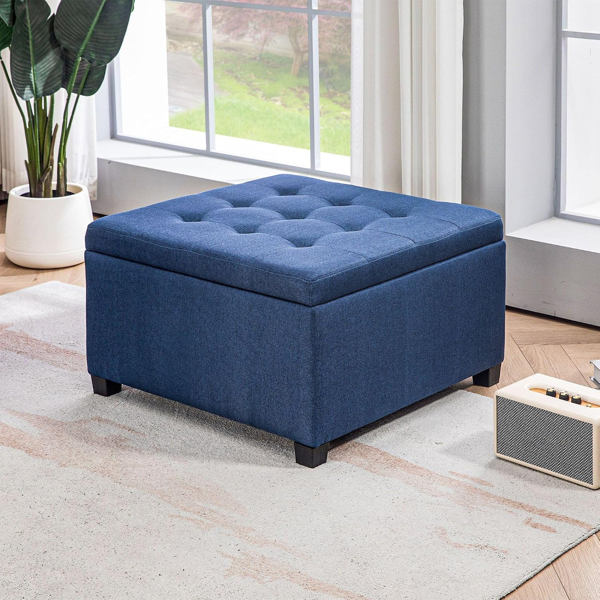 Vintage Storage Ottoman with Flip-Top Seat