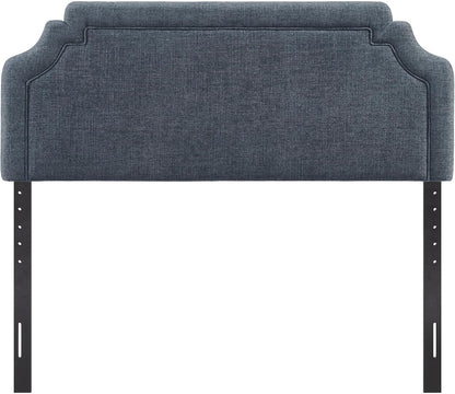 Modway Magnolia Queen Size Upholstered Fabric Headboard in Slate Blue - Padded Cushioned Headboard with Woven Heathered Upholstery and Adjustable Mounting Positions