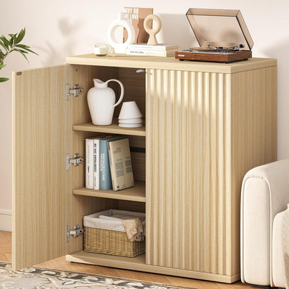 Fluted Sideboard Buffet Cabinet with Storage, Wood Sideboard Cabinet with Doors, Small Credenza Buffets & Sideboards for Kitchen Room, Accent Cabinets for Entryway Living Room Hallway Home