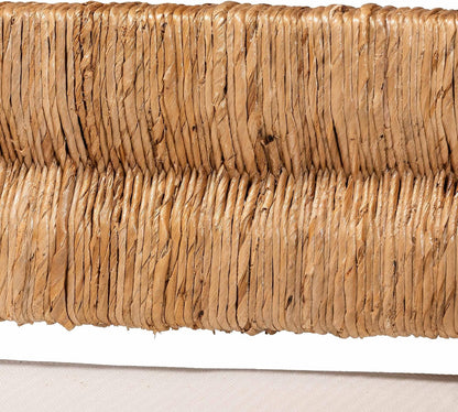 Bali & pari Ismael Accent Bench - Handwoven Seagrass Accent Seating with Mahogany Wood Frame, Raised Back Bench for Entryway or Living Room