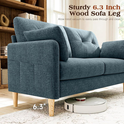 Ihanherry Loveseat Sofa, 64.6" Small Love Seat for Small Spaces, Soft Chenille Fabric Couches for Living Room with Throw Pillow and Removable Cushion Cover, Couches for Bedroom, Apartment, Office