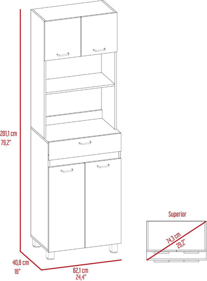Microwave Cabinet Madison, Kitchen, White/Smokey Oak