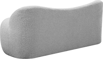 Meridian Furniture 119Grey Flair Collection Modern | Contemporary Boucle Fabric Upholstered Bench with Curved Back Design, Grey, 62" W x 23" D x 24" H